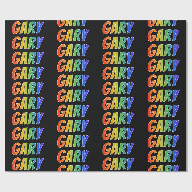 Rainbow Vorname "GARY"; Fun & Colorful Geschenkpapier (Flach)