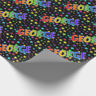 Rainbow Vorname "GEORGE" + Sterne Geschenkpapier