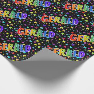 Rainbow Vorname "GERALD" + Sterne Geschenkpapier