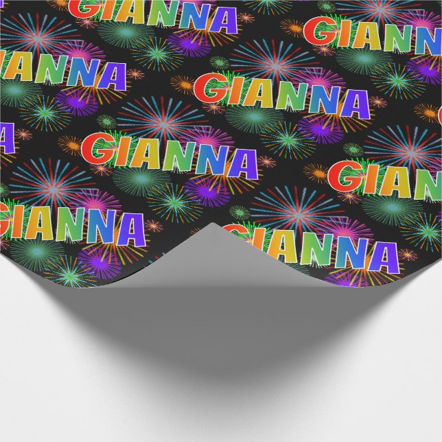 Rainbow Vorname "GIANNA" + Feuerwerk Geschenkpapier (Ecke)