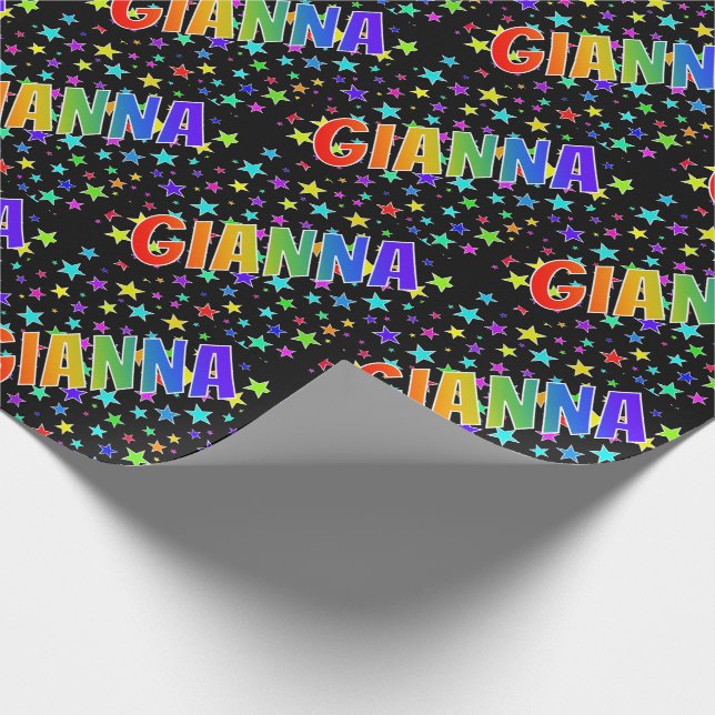 Rainbow Vorname "GIANNA" + Sterne Geschenkpapier (Ecke)