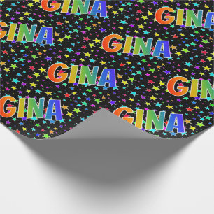 Rainbow Vorname "GINA" + Sterne Geschenkpapier