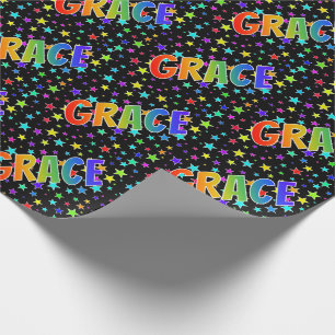 Rainbow Vorname "GRACE" + Sterne Geschenkpapier