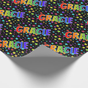 Rainbow Vorname "GRACIE" + Sterne Geschenkpapier