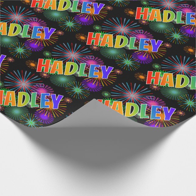 Rainbow Vorname "HADLEY" + Feuerwerk Geschenkpapier (Ecke)