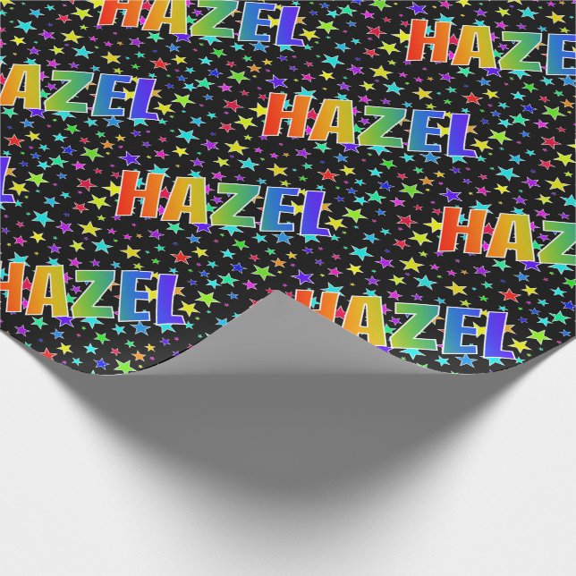 Rainbow Vorname "HAZEL" + Sterne Geschenkpapier (Ecke)