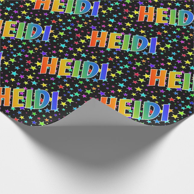 Rainbow Vorname "HEIDI" + Sterne Geschenkpapier (Ecke)