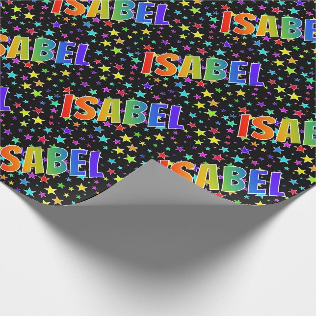Rainbow Vorname "ISABEL" + Sterne Geschenkpapier (Ecke)
