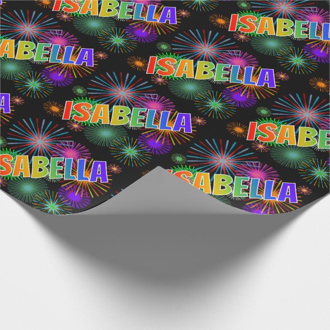 Rainbow Vorname "ISABELLA" + Feuerwerke Geschenkpapier (Ecke)