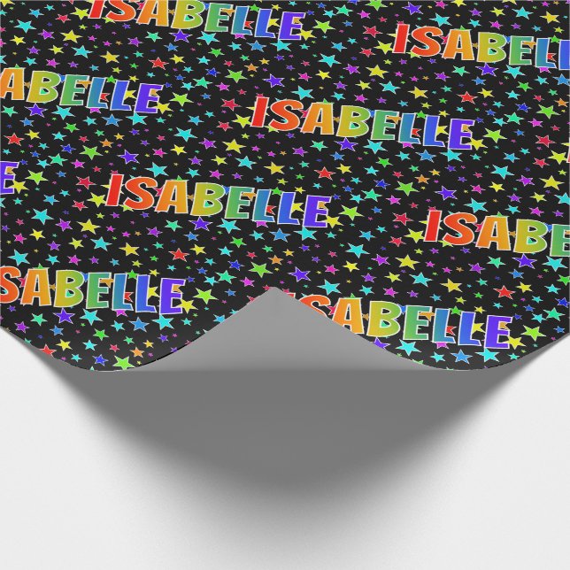 Rainbow Vorname "ISABELLE" + Sterne Geschenkpapier (Ecke)