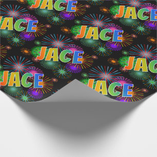 Rainbow Vorname "JACE" + Feuerwerk Geschenkpapier