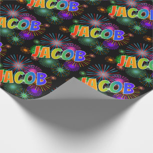 Rainbow Vorname "JACOB" + Feuerwerk Geschenkpapier