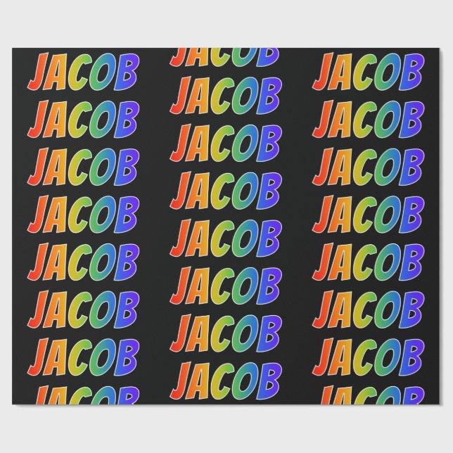 Rainbow Vorname "JACOB"; Fun & Colorful Geschenkpapier (Flach)
