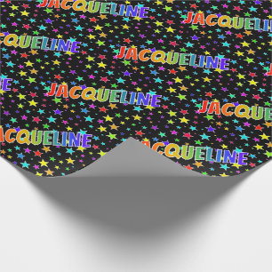 Rainbow Vorname "JACQUELINE" + Sterne Geschenkpapier