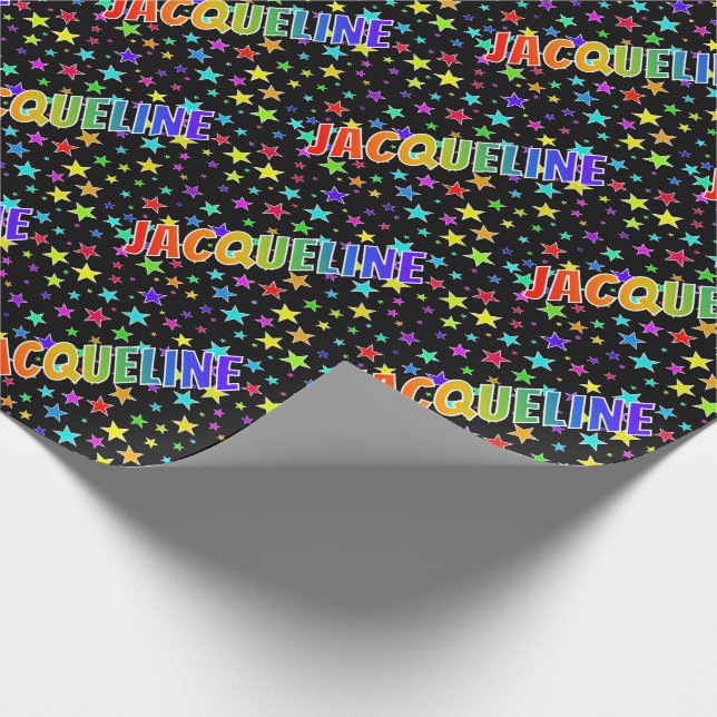 Rainbow Vorname "JACQUELINE" + Sterne Geschenkpapier (Ecke)