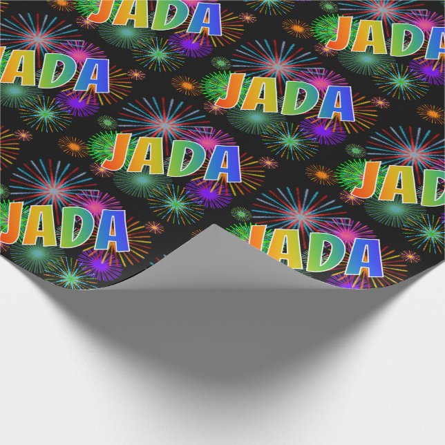 Rainbow Vorname "JADA" + Feuerwerke Geschenkpapier (Ecke)
