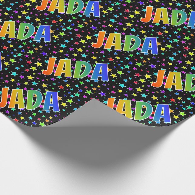 Rainbow Vorname "JADA" + Sterne Geschenkpapier (Ecke)