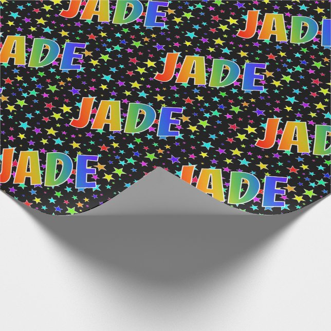 Rainbow Vorname "JADE" + Sterne Geschenkpapier (Ecke)