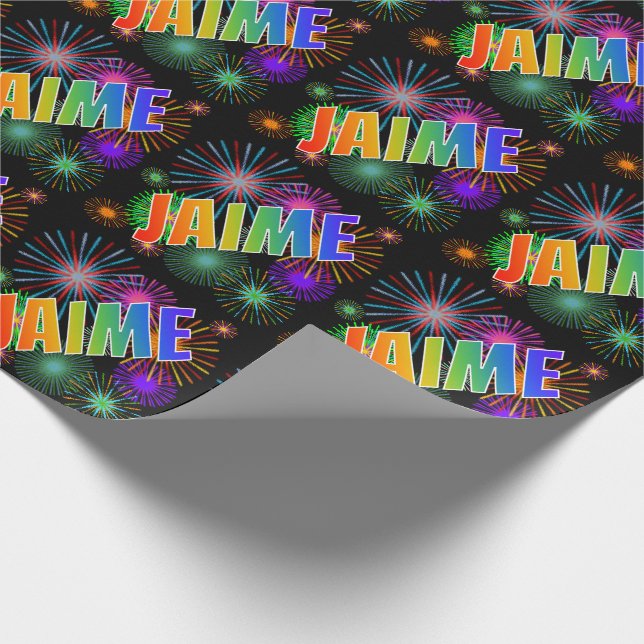 Rainbow Vorname "JAIME" + Feuerwerk Geschenkpapier (Ecke)