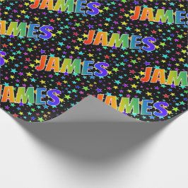 Rainbow Vorname "JAMES" + Sterne Geschenkpapier