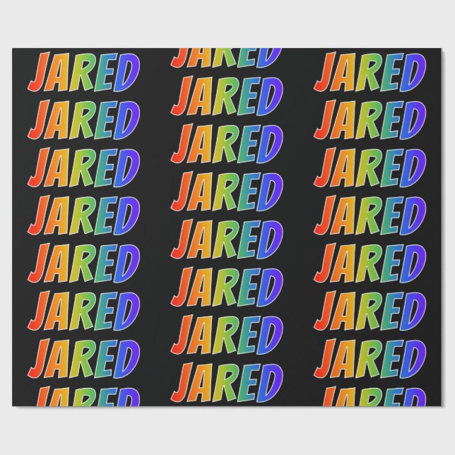 Rainbow Vorname "JARED"; Fun & Colorful Geschenkpapier (Flach)