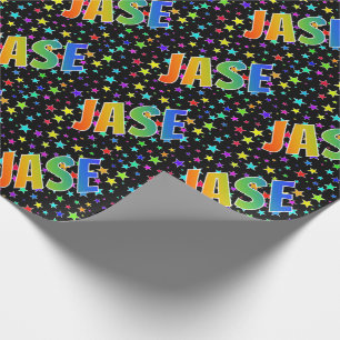 Rainbow Vorname "JASE" + Sterne Geschenkpapier