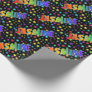 Rainbow Vorname "JASMINE" + Sterne Geschenkpapier