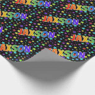 Rainbow Vorname "JAXSON" + Sterne Geschenkpapier