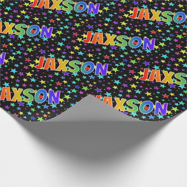Rainbow Vorname "JAXSON" + Sterne Geschenkpapier (Ecke)