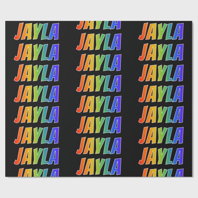 Rainbow Vorname "JAYLA"; Fun & Colorful Geschenkpapier (Flach)