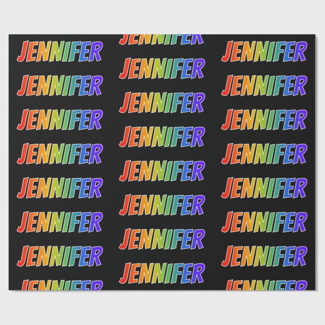 Rainbow Vorname "JENNIFER"; Fun & Colorful Geschenkpapier (Flach)
