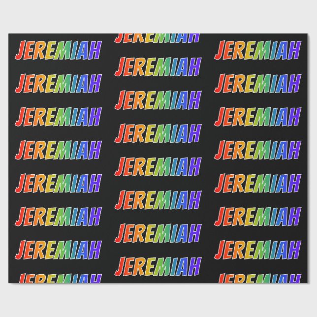 Rainbow Vorname "JEREMIAH"; Fun & Colorful Geschenkpapier (Flach)