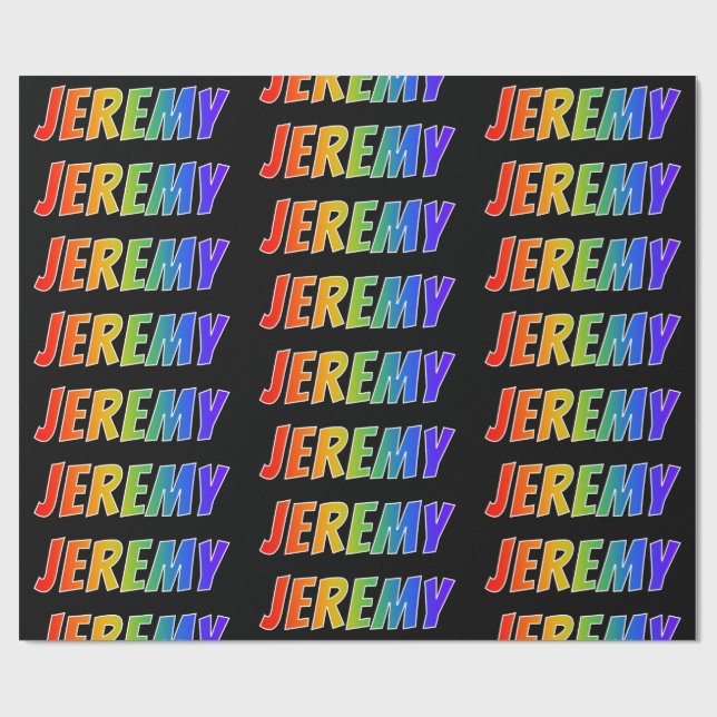 Rainbow Vorname "JEREMY"; Fun & Colorful Geschenkpapier (Flach)