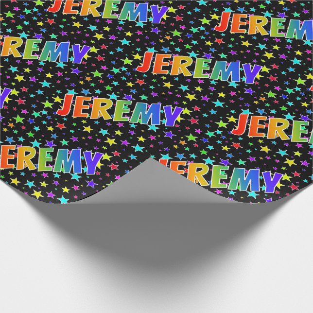 Rainbow Vorname "JEREMY" + Sterne Geschenkpapier (Ecke)