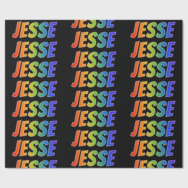 Rainbow Vorname "JESSE"; Fun & Colorful Geschenkpapier (Flach)