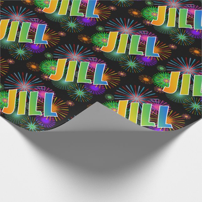 Rainbow Vorname "JILL" + Feuerwerk Geschenkpapier (Ecke)