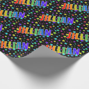 Rainbow Vorname "JILLIAN" + Sterne Geschenkpapier