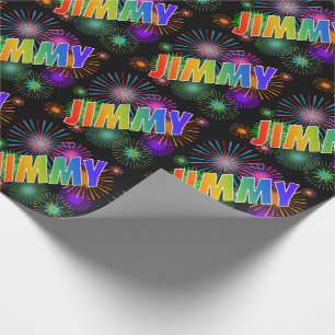 Rainbow Vorname "JIMMY" + Fireworks Geschenkpapier