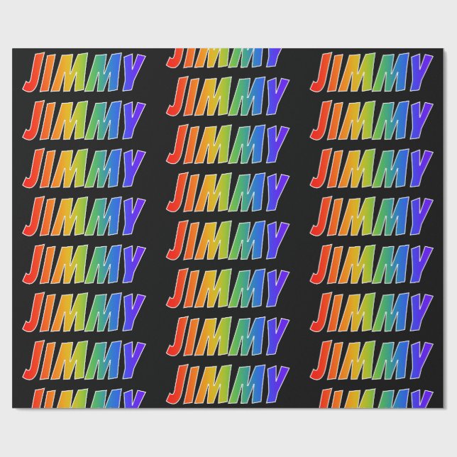 Rainbow Vorname "JIMMY"; Fun & Colorful Geschenkpapier (Flach)