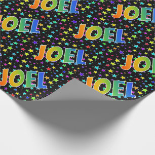 Rainbow Vorname "JOEL" + Sterne Geschenkpapier