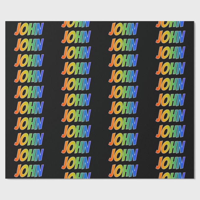 Rainbow Vorname "JOHN"; Fun & Colorful Geschenkpapier (Flach)