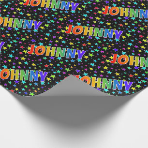 Rainbow Vorname "JOHNNY" + Sterne Geschenkpapier
