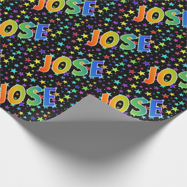 Rainbow Vorname "JOSE" + Sterne Geschenkpapier (Ecke)
