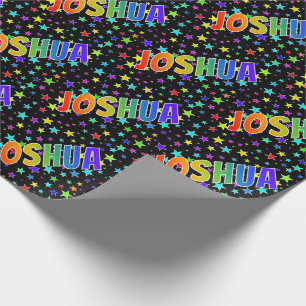 Rainbow Vorname "JOSHUA" + Sterne Geschenkpapier