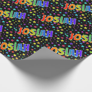 Rainbow Vorname "JOSIAH" + Sterne Geschenkpapier