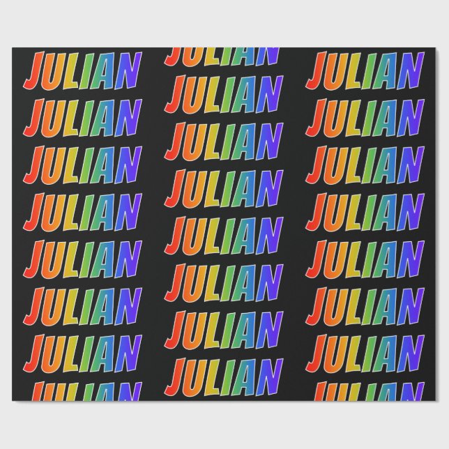 Rainbow Vorname "JULIAN"; Fun & Colorful Geschenkpapier (Flach)