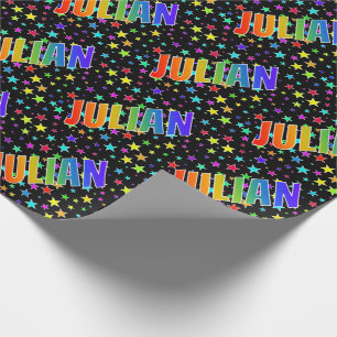 Rainbow Vorname "JULIAN" + Sterne Geschenkpapier