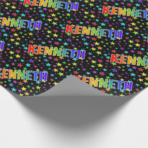 Rainbow Vorname "KENNETH" + Sterne Geschenkpapier