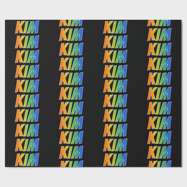 Rainbow Vorname "KIM"; Fun & Colorful Geschenkpapier (Flach)