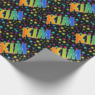 Rainbow Vorname "KIM" + Sterne Geschenkpapier